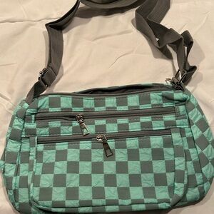 NWT Mint Green and White Checkered Crossbody Bag